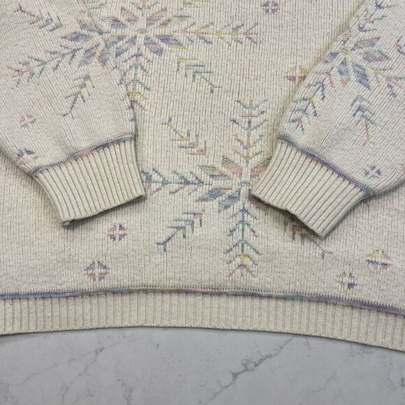 JP Collection Plus Sz 26/28  Vintage Cottage Core Winter Sweater Cream Snowflake - Picture 4 of 9